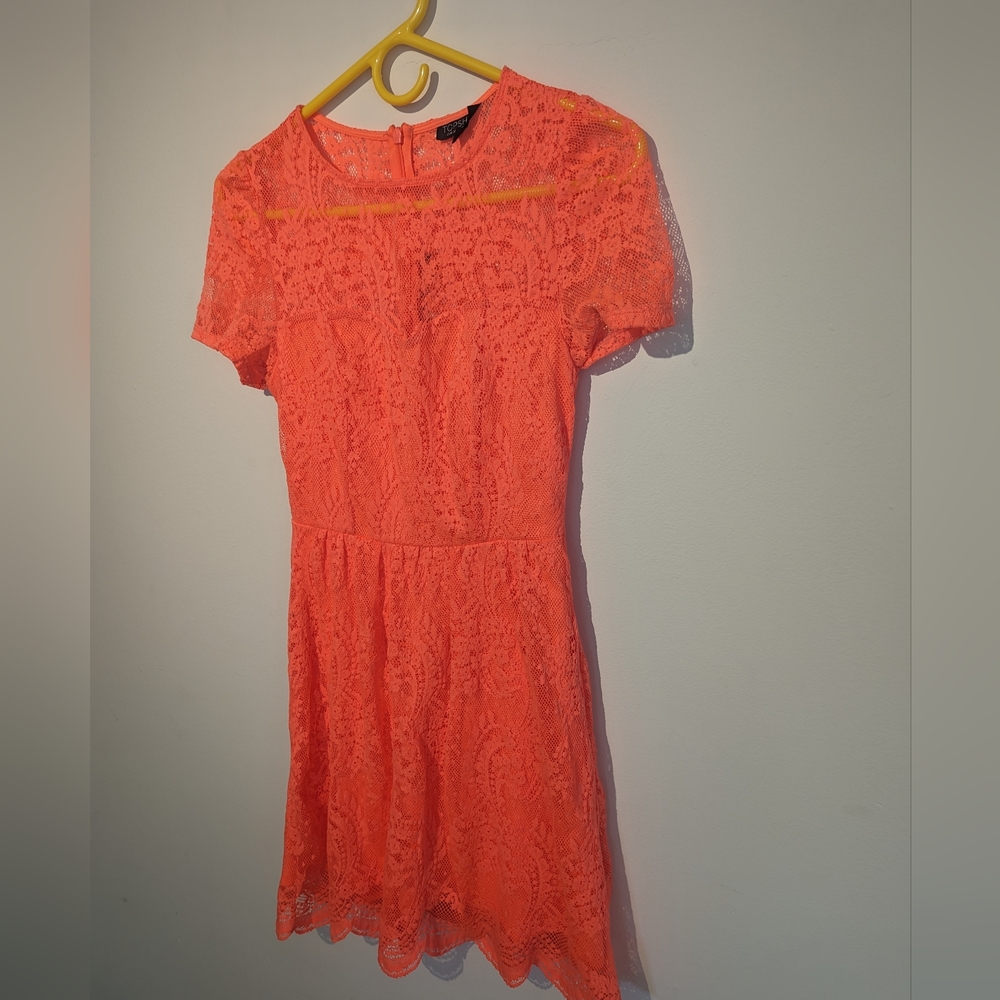 Top Shop neon lace overlay mini dress